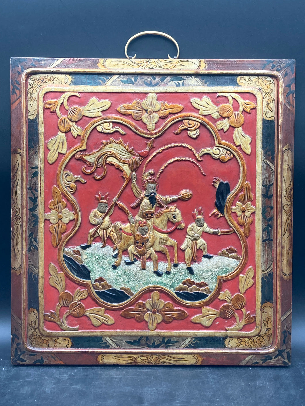 Antique Chinese Qing Dynasty Gilt Wood Carving Panel