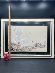 Framed 18x27" Shirley Marks "Winged Wilderness" Chinese Watercolor Painting