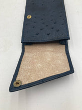 Genuine Ostrich Leather Phone Pouch, Navy Blue