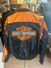 Vintage Harley Davidson Bomber Jacket Mens M Black Orange Motorcyle Biker