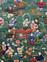 Vintage Chinese Hundred Children Playing Framed Silk Embroidery Art