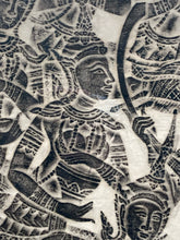 Vintage Thai Wat Pho Temple Rice Paper Charcoal Rubbing Artwork