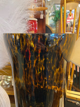 Tortoise Shell Glass Hurricane Footed Vase