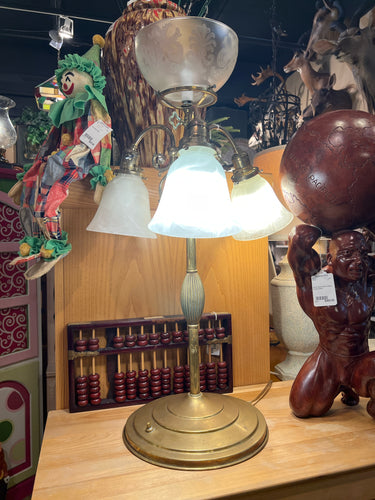 Vintage Gold Tone Table Lamp With 4 Lights