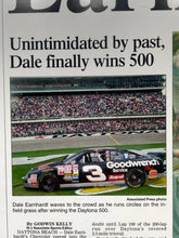 Vintage Dale Earnhardt 1998 Daytona 500 Victory Daytoa News Journal Display