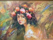 H. Arlene Signed Flower Girl Oil Painting