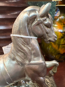 Antique Early 1900 Silver Bronze Horse Statue