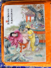 Set oF Four Antique Chinese Wedding Tiles Shandong Province C.1905 w/ Box