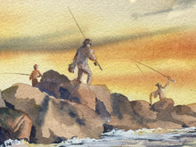 O'Brien Signed Orignial Nautical FIshing Scene Watercolor Painting