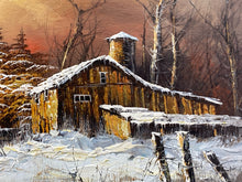 Artist Signed Winter Landscape Oil Painting, Framed