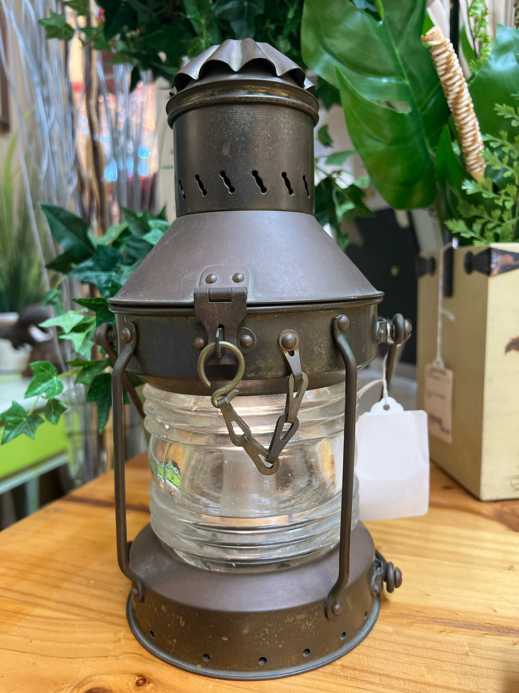 Vintage Electrified Meteorite Brass and Copper Anchor Lantern
