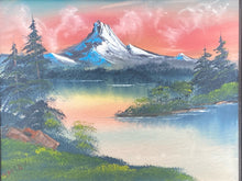 Artist Signed Bob Ross Inspired Mountain Landscape Painting, Framed