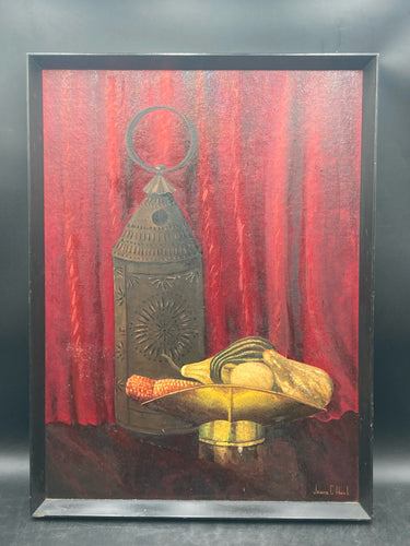 Original James C Hawk Signed Native American Still Life Oil Painting