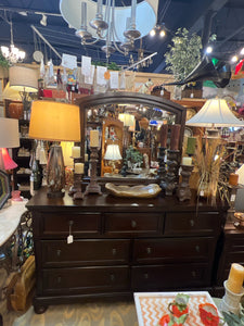 Dark Wood Dresser With Mirror
