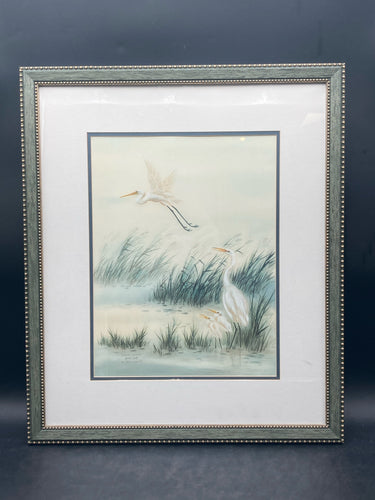 Anton Wang Signed Herons Print, Framed