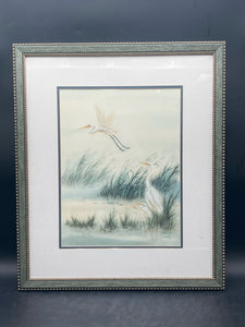 Anton Wang Signed Herons Print, Framed