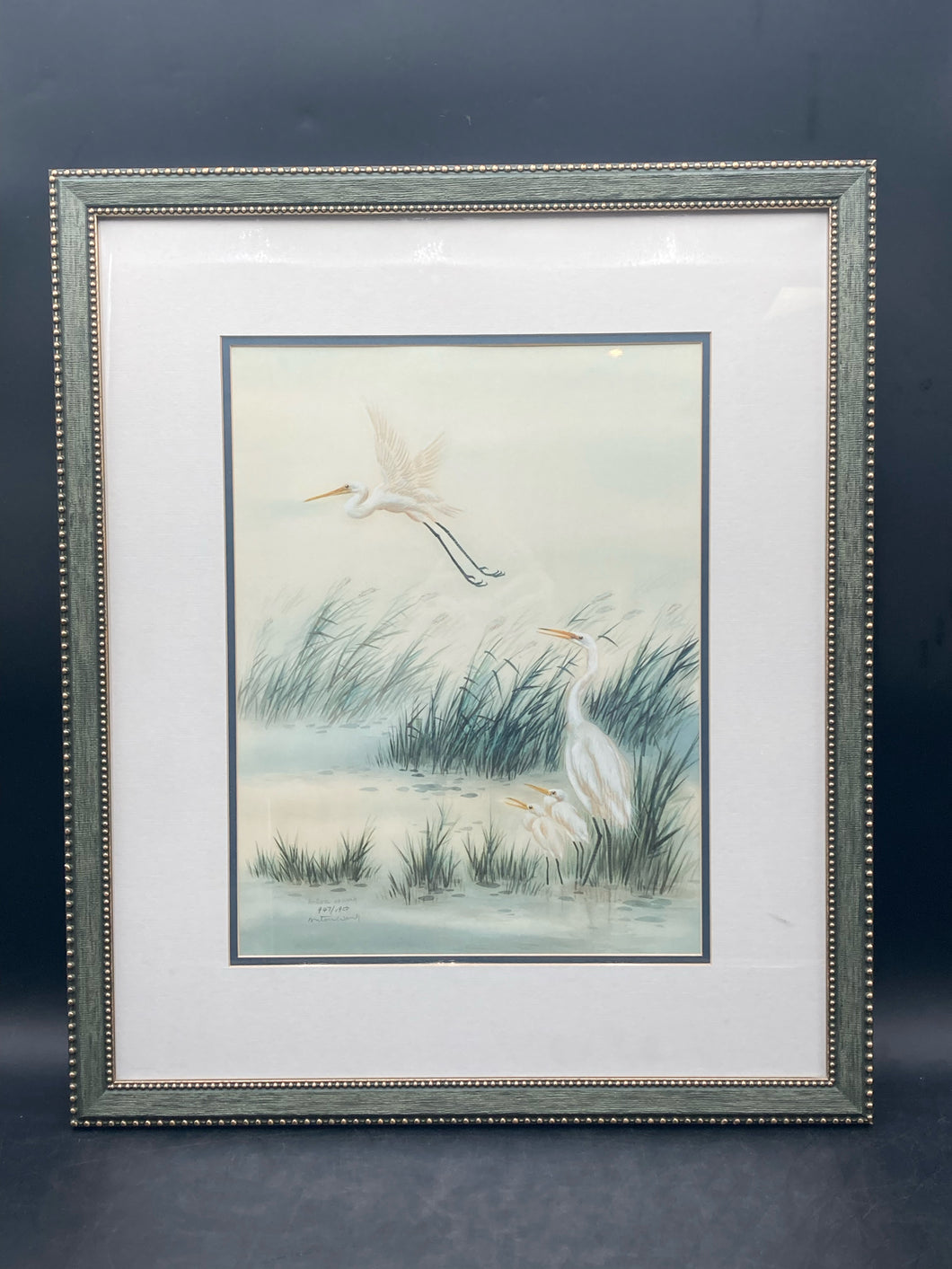 Anton Wang Signed Herons Print, Framed