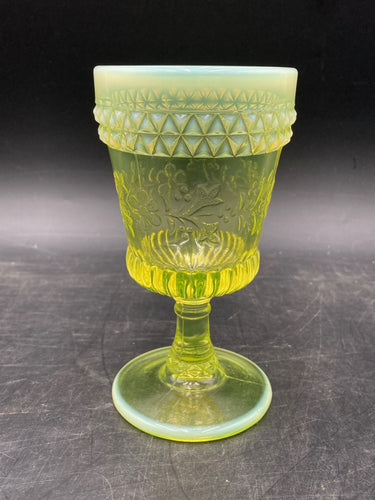 Vintage LG Wright Vaseline Glass Goblet