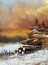 Artist Signed Winter Landscape Oil Painting, Framed