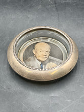 Vintage Frank Whiting President Eisenhower Sterling Rim Glass Coaster