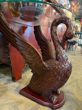 Carved Swan Table With Glass Top