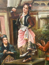 Artist Signed Spanish Style Gypsy Wedding Oil Painting, Framed