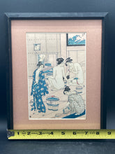 Framed 5x8" Torii Kiyonaga "Interior Of A Bathouse" Woodblock Print