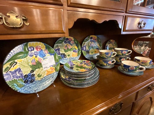 4pc Service For 6 Favanol Hand Painted Dinnerware From Portugal