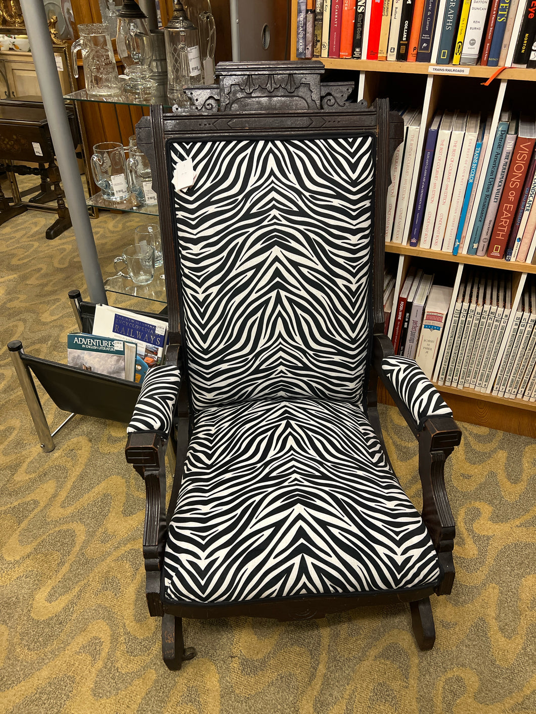 Antique Eastlake Rocker With Zebra Print
