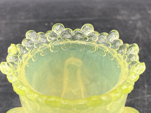 Vintage Mosser Vaseline Glass Ruffled Miniature Vase