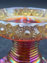 Vintage Carnival Glass Sunset Red Heirloom Punch Bowl Stand - view 6