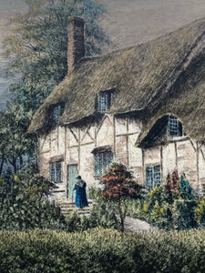 Antique J.R. Hutchinson "Anne Hathaway's Cottage" Etching, Framed