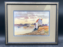 Artist Signed Original Coastal Harbor Watercolor Painting