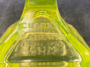 Antique Clarks Teaberry Gum Vaseline Glass Display