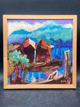 Original Artist Signed "Shacks On Water" Acrylic Painting