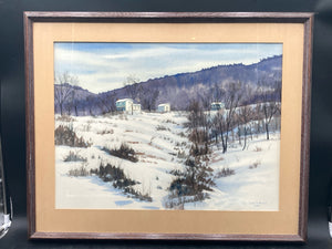 Jesse F. Reed Signed "Winter Sun" Watercolor Painting, Framed
