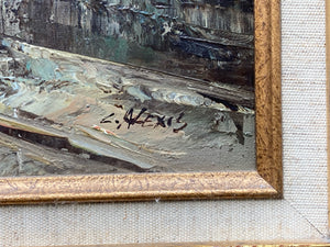 Original L. Alexis Signed Parisian Street Scene Oil Painting, Framed