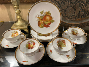 12 Piece Golden Crown Tea Set (4 Plates, saucers and cups)