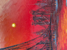 Brookyln Bridge New York City Skyline Oil Painting, Artist Signed