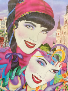 Andrea Mistretta Signed Mardi Gras 1991 Poster, Framed