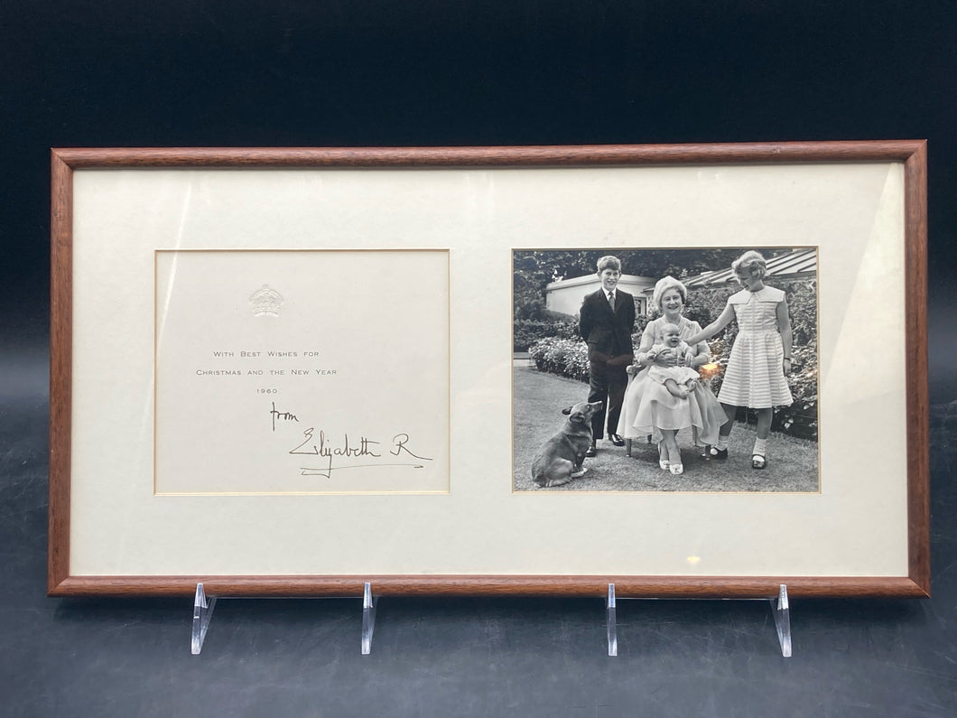 Queen Elizabeth, Queen Mother Signed 1960 Christmas Card, Framed