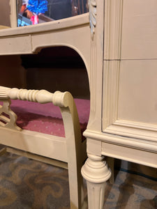 Vintage Vanity With Mirror and Stool