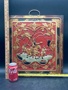 Antique Chinese Qing Dynasty Gilt Wood Carving Panel