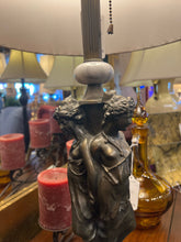 Art Nouveau "Three Graces" Bronze Lamp WIth Linen Shade