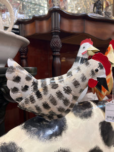 Metal Cow with Chickens