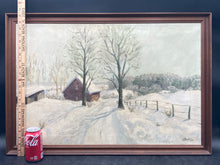 Poulsen Signed Mid Century Winter Landscape Oil Painting
