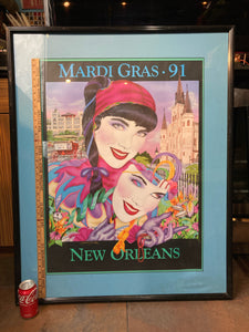 Andrea Mistretta Signed Mardi Gras 1991 Poster, Framed