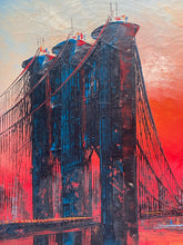 Brookyln Bridge New York City Skyline Oil Painting, Artist Signed