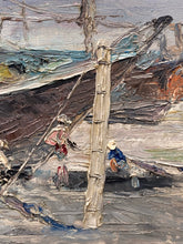 Vintage Artist Signed Original Impressionist Nautical Scene Oil Painting
