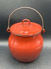 Vintage Enameled Cast Metal Bean Pot